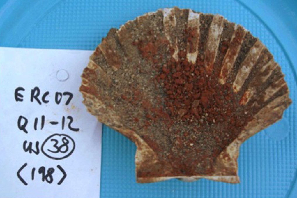 A scallop shell with makeup found in a sewer of Herculaneum.