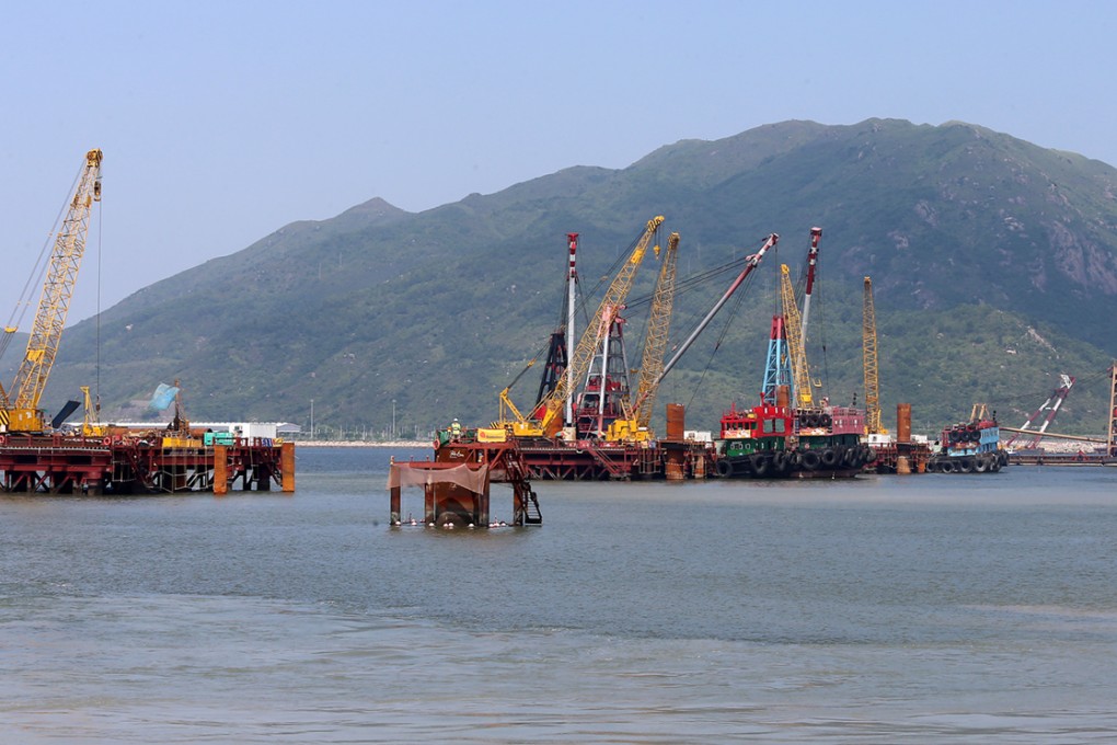 The Hong Kong-Zhuhai-Macau Bridge under construction.