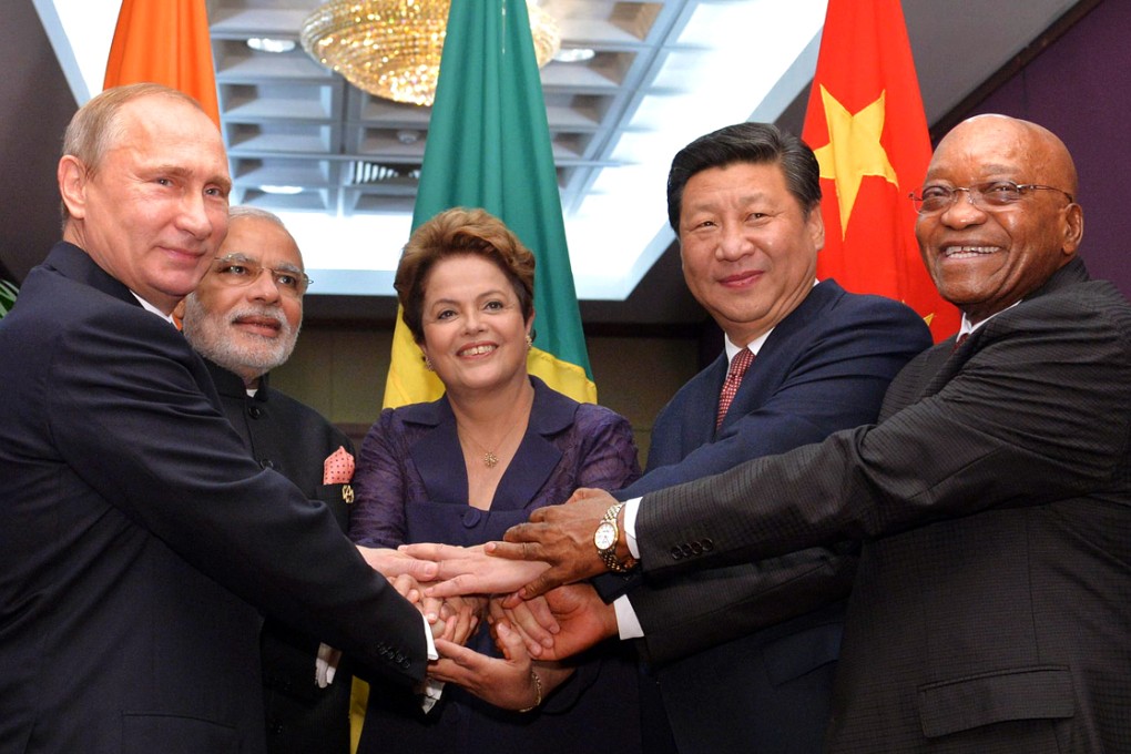 The leaders of the five BRICS nations meet in Brisbane. Photo: EPA