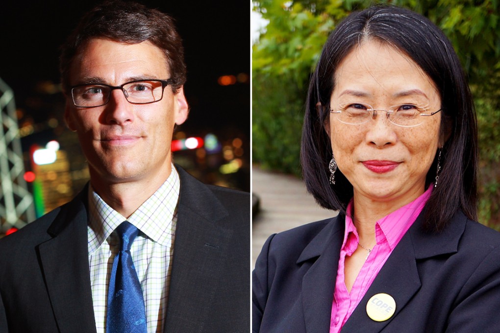 Gregor Robertson (left); Meena Wong