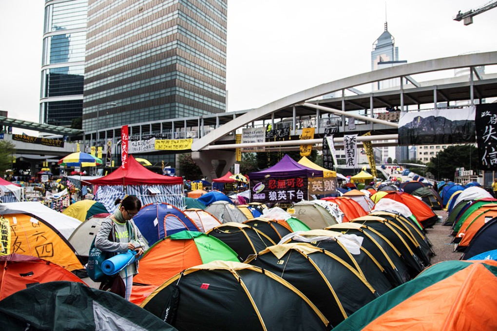 About 67 per cent of poll respondents said protesters should go home. Photo: Bloomberg