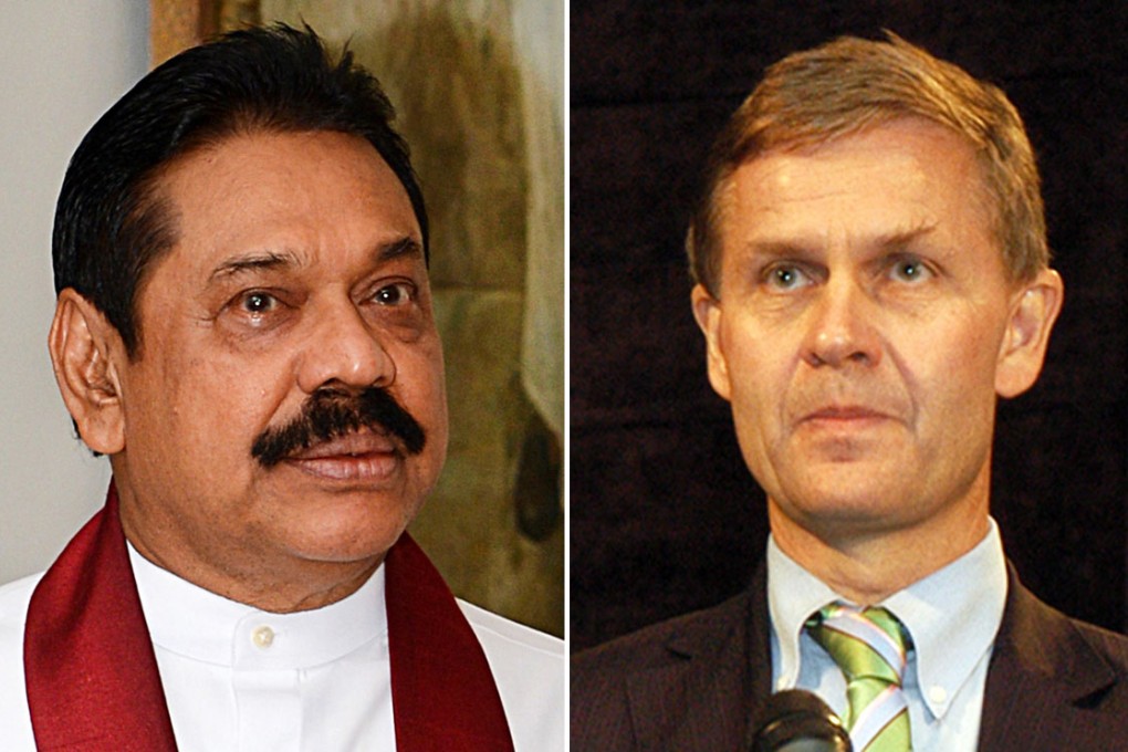 President Mahinda Rajapakse (above) said Solheim gave money to the Tigers even while peace moves were under way. Photos: AFP, SCMP