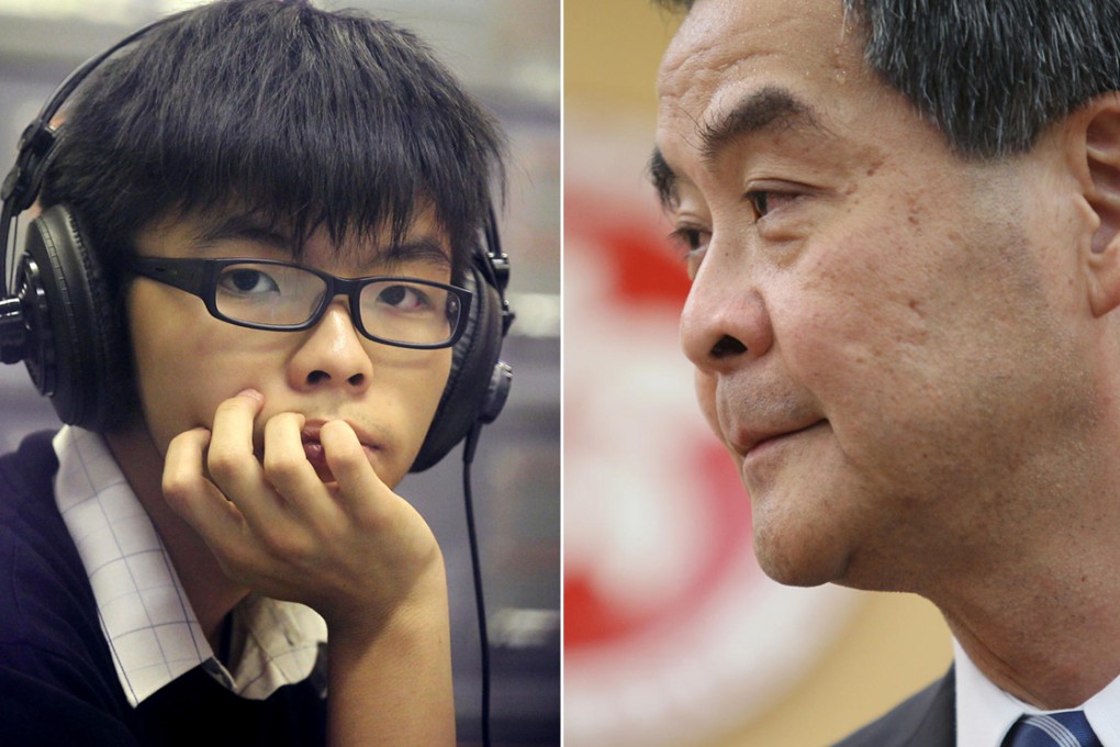 Joshua Wong (left) and Leung Chun-ying. Photos: SCMP