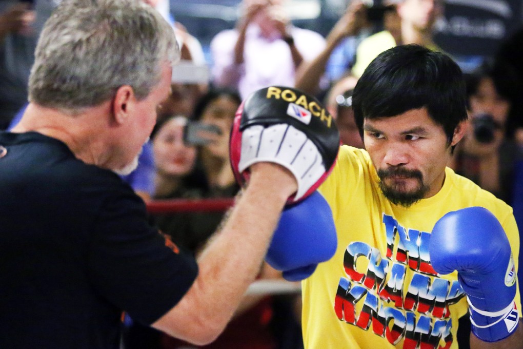 Manny Pacquiao training in Hong Kong before his fight in Macau on Sunday. Photo: Sam Tsang