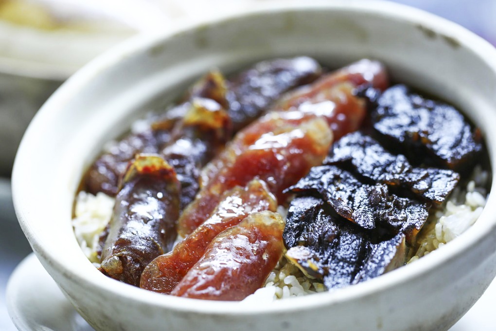 WING HOP SING: liver sausage, meat sausage and cured meat claypot rice