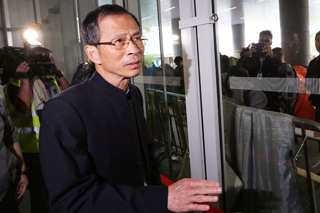 Jasper Tsang inspects the damage at Legco on Wednesday. Photo: Felix Wong