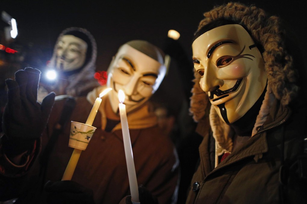 Protesters outside Ferguson police department. Photo: Reuters