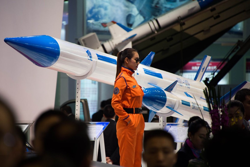 Missiles on display at the Airshow China 2014 in Zhuhai.