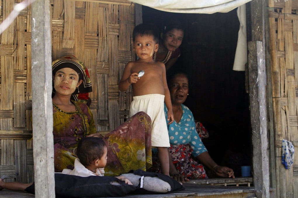 Rohingya at a refugee camp in Rakhine state. Photo: EPA