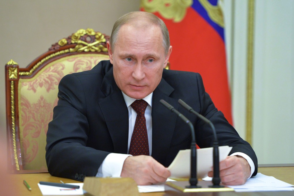 Russian President Vladimir Putin speaks at a Security Council meeting in the Kremlin. Photo: AP