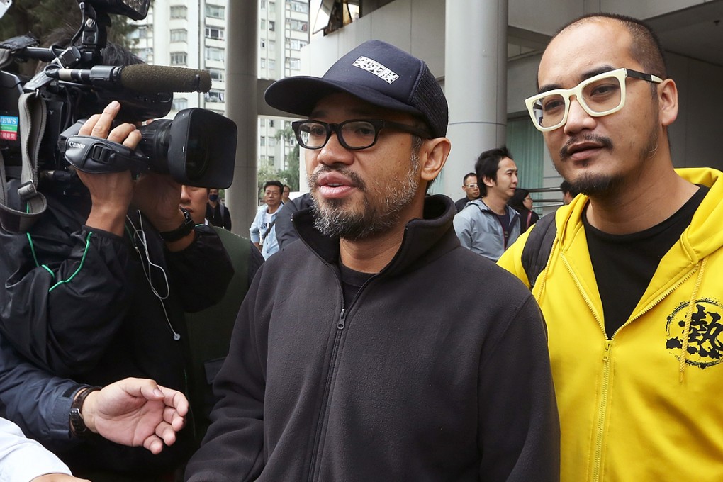 Civic Passion members Cheung Ka-hin (left) and Wong Yeung-tat, leave Eastern Court yesterday. Photo: Sam Tsang