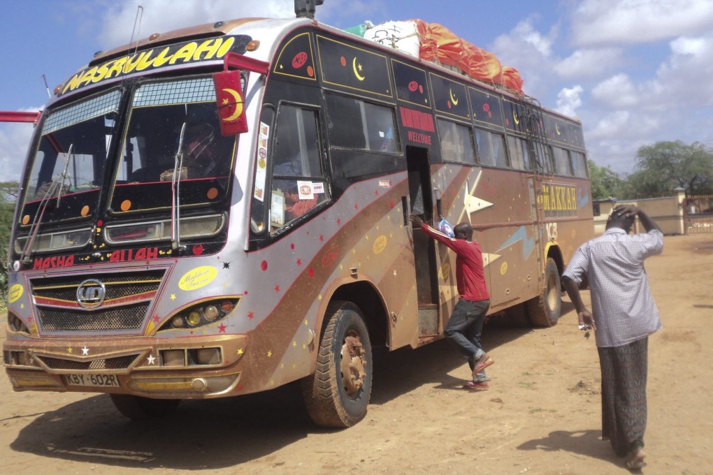 The bus attacked by Shabab gunmen in Kenya. Photo: EPA