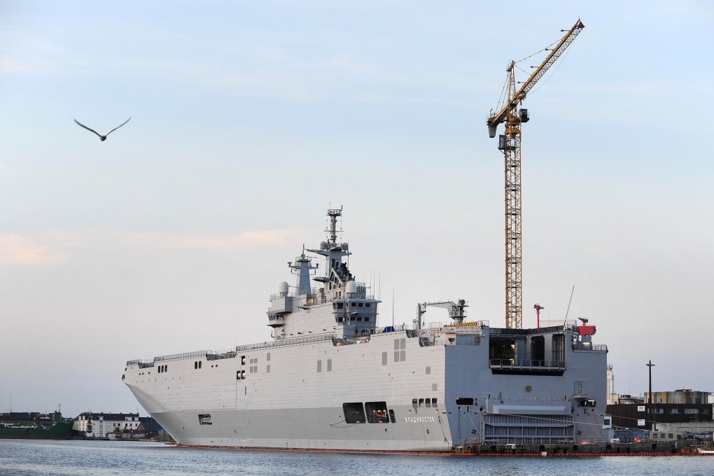 One of the French-built helicopter carriers. Photo: AFP