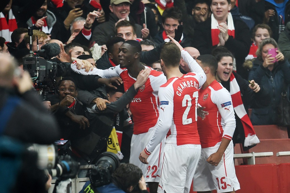 Yaya Sanogo celebrates his goal. Photo: EPA