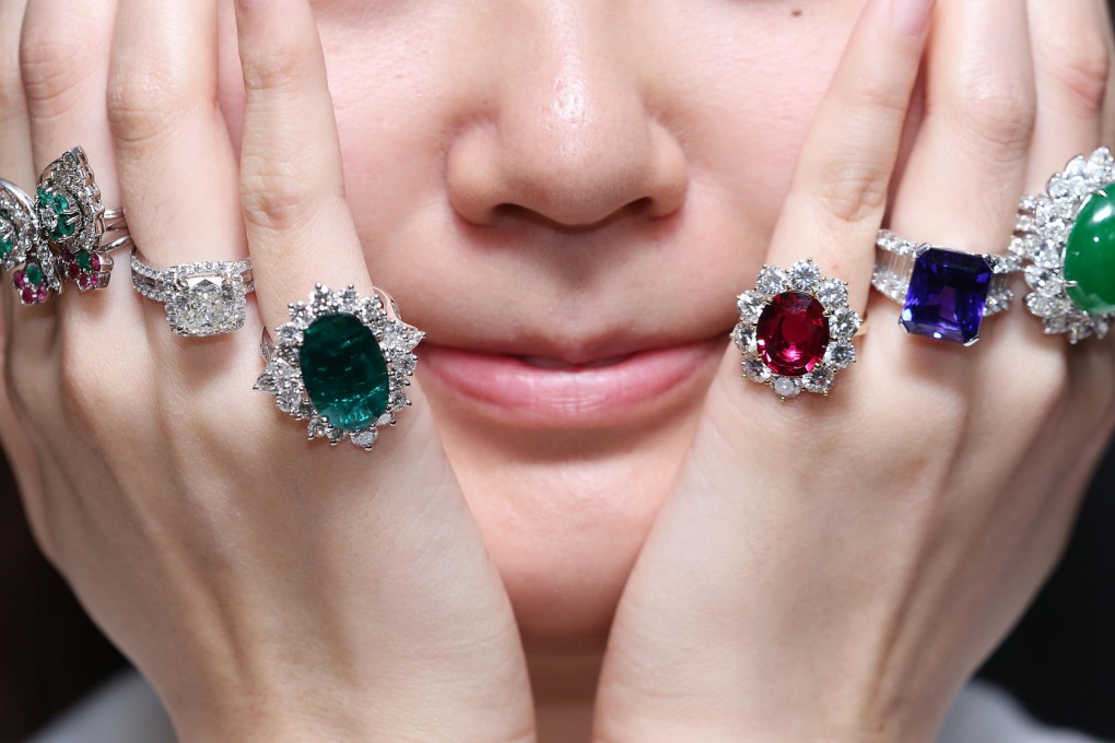 A model wears some of Jenny Tseng's jewellery, which will go under the hammer at a charity auction on Sunday. Tseng is offering 50 items but will retain others for her daughter, who is a music producer in the United States. Photo: Nora Tam