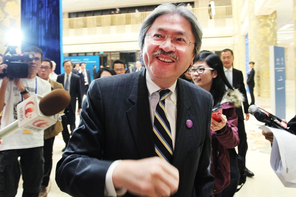 John Tsang warned that the Occupy movement is harming Hong Kong's image as an international financial centre. Photo: Simon Song