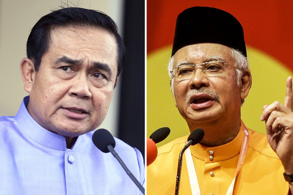 Thai Prime Minister Prayuth Chan-ocha arrived in Malaysia yesterday morning for meeting his Malaysian counterpart Najib Razak. Photos: Xinhua, EPA