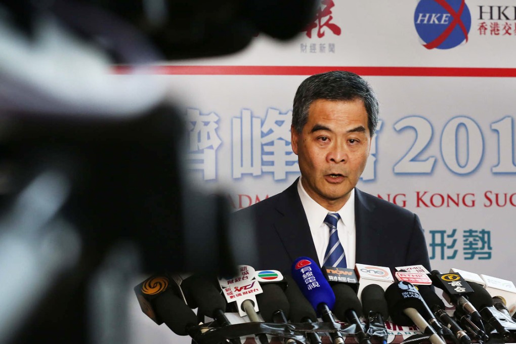C.Y. Leung speak yesterday. Photo: Nora Tam