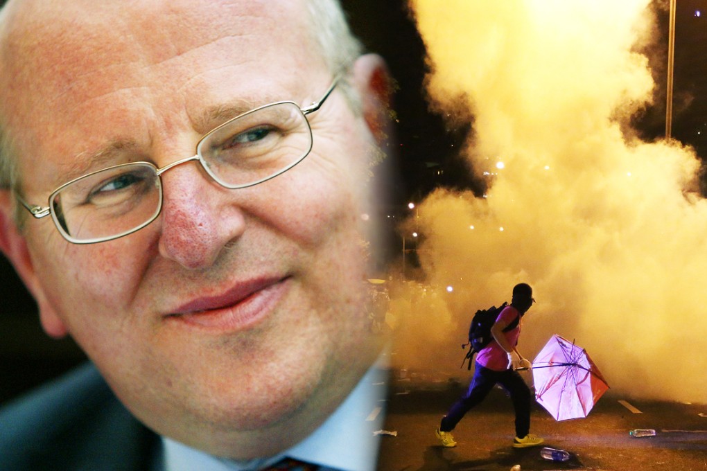 Hong Kong police deployed 87 canisters of tear gas to disburse pro-democracy protesters on September 28. MP Mike Gapes asked whether it was time to block the sale of tear gas to Hong Kong. Photos: David Wong, Sam Tsang