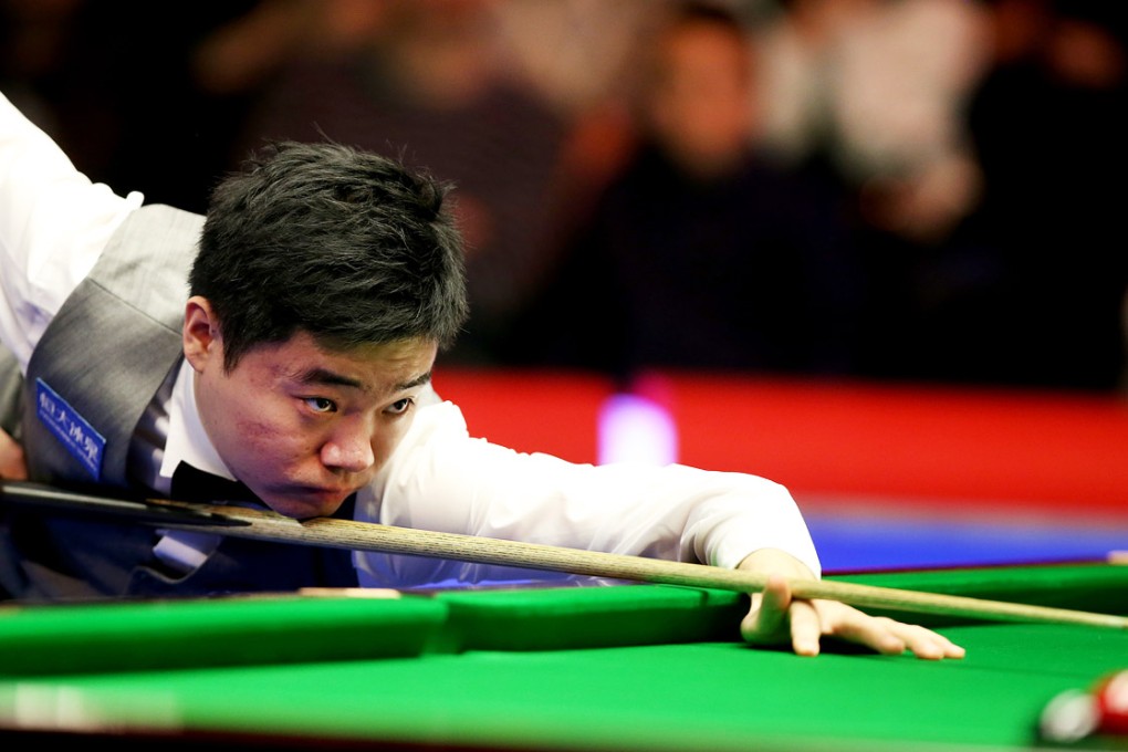 Ding Junhui of China competes during the Snooker UK Championship 2014. Photo: Xinhua