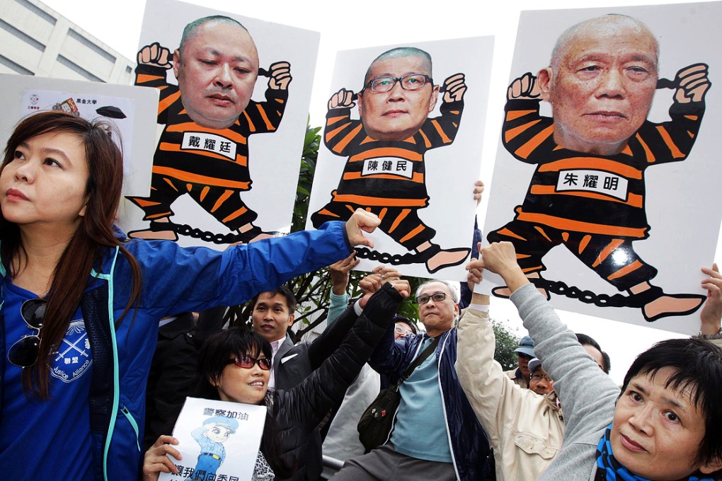 The Occupy trio are mocked by opponents. Photo: Dickson Lee