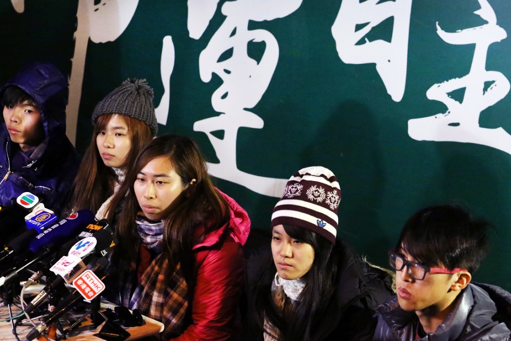 Scholarism's hunger strikers meet the press. Photo: Felix Wong