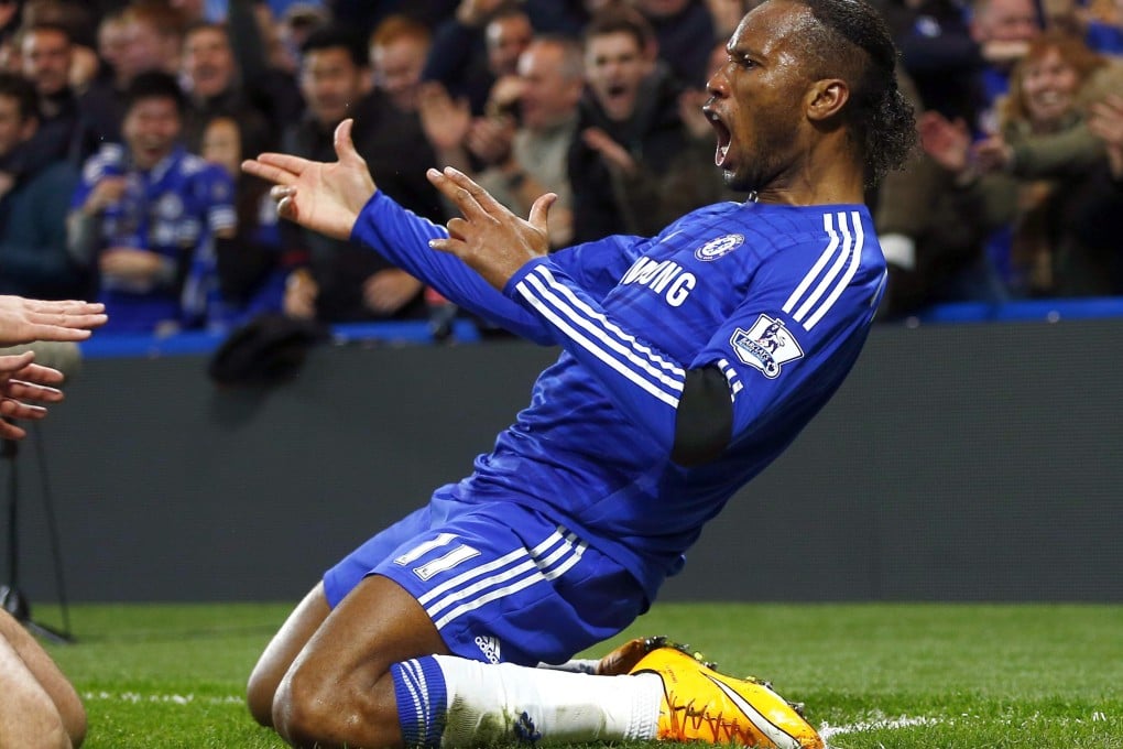 Chelsea's Didier Drogba celebrates scoring against Tottenham Hotspur. Photo: Reuters