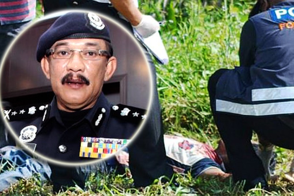 Police in Penang investigates the body of a Myanmar man found in an oil palm estate in November. He was the 20th of 23 Myanmar nationals to have been murdered in the Malaysian state over the past 11 months. Abdul Rahim Hanafi (inset) said police were still investigating. Photo: Asia News Network