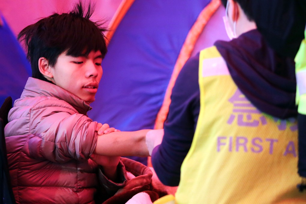 Joshua Wong, pictured during a hunger strike last week, said Scholarism members had no plans to clash with police. Photo: Dickson Lee