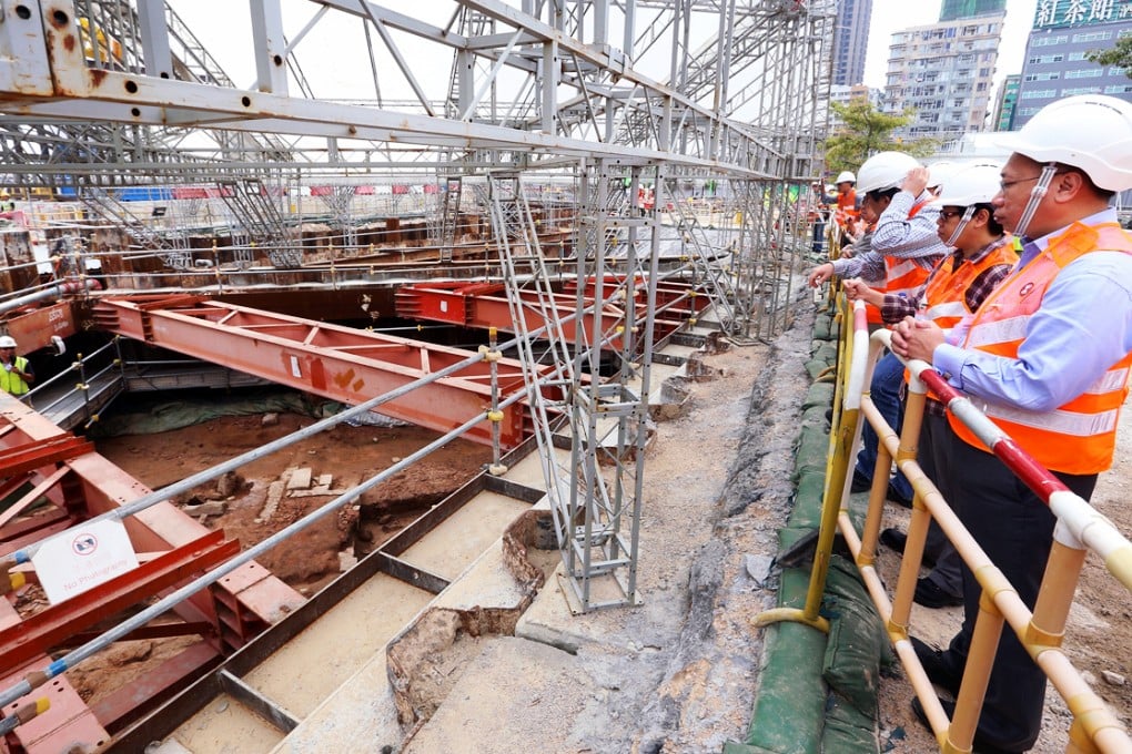 Members of the Antiquities Advisory Board (AAB) visit the construction site of To Kwa Wan Station of the Shatin to Central Link. Photo: SCMP Pictures