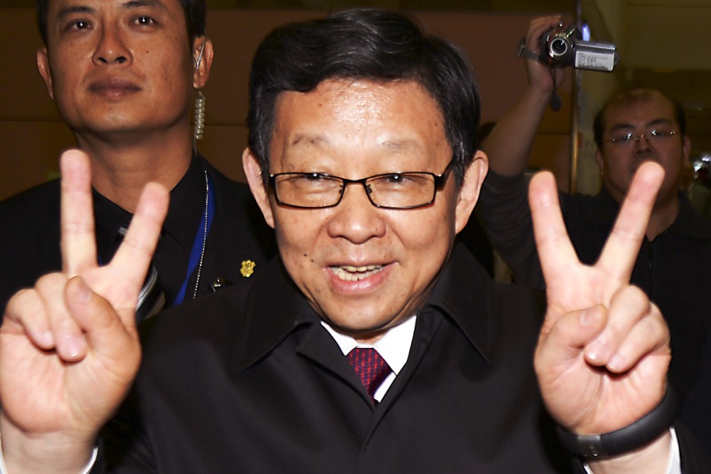Chen Deming, president of the Association for Relations Across the Taiwan Strait, arrives at Taoyuan airport for an eight-day trip to the island. Photo: AFP