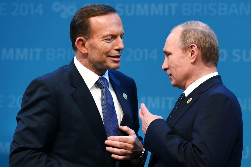 Australia's Prime Minister Tony Abbott (left) meets Russia's President Vladimir Putin during the G20 Summit in Brisbane in November. Photo: AFP