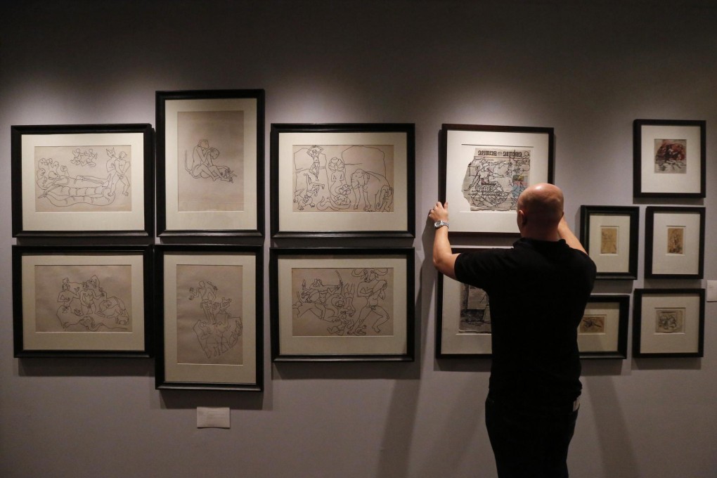 Artwork seen in Mumbai for Christie's auction. Photo: Reuters