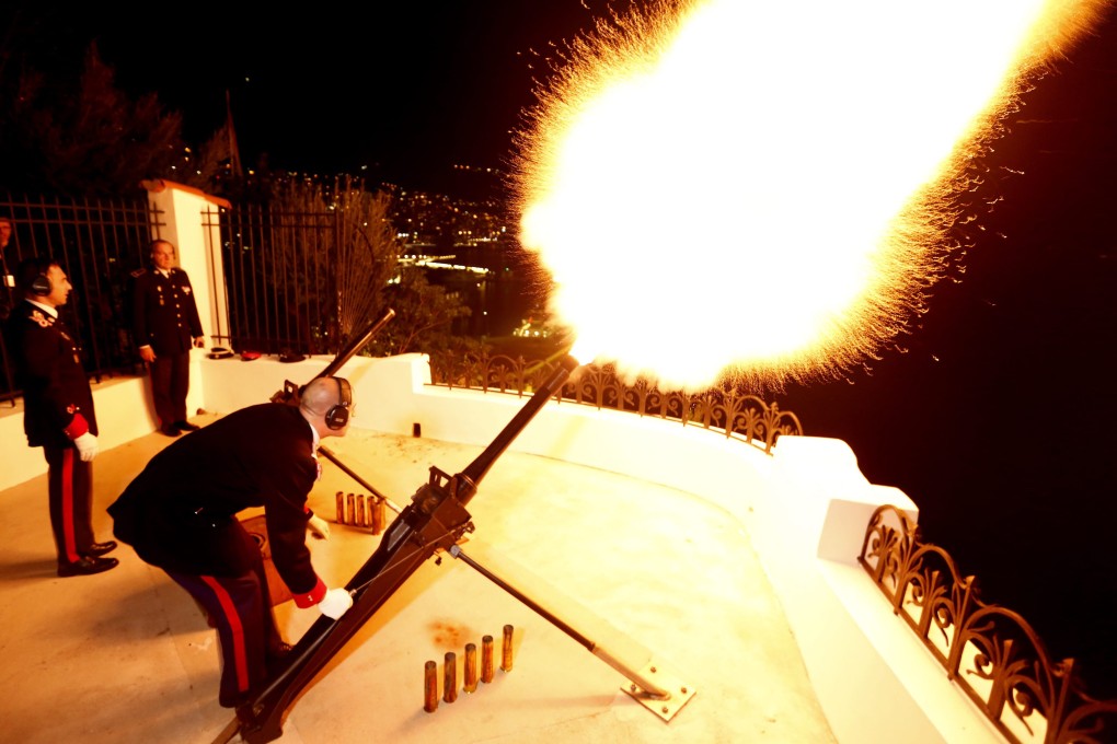 Forty-two cannon shots are fired to announce the birth of the first children of Prince Albert and Princess Charlene of Monaco, twins Gabriella and Jacques. Photo: EPA