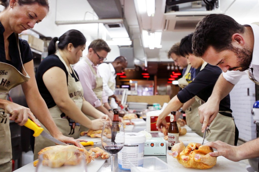 Reporter Charley Lanyon (right) at The Butchers Club class. Photo: SCMP