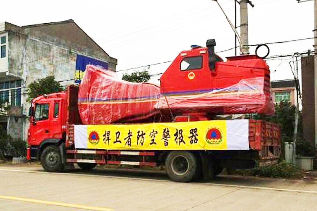 The 4.6 tonne red siren, dubbed 'The Defender', which will be used during the memorial day ceremony, can be heard from up to 30km away. Photo: The Global Times