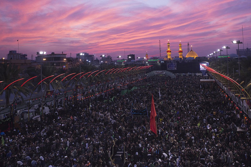 Shiite Muslim pilgrims gather as they commemorate Arbaeen in Karbala, southwest of Baghdad in Iraq, on Saturday. Photo: Reuters