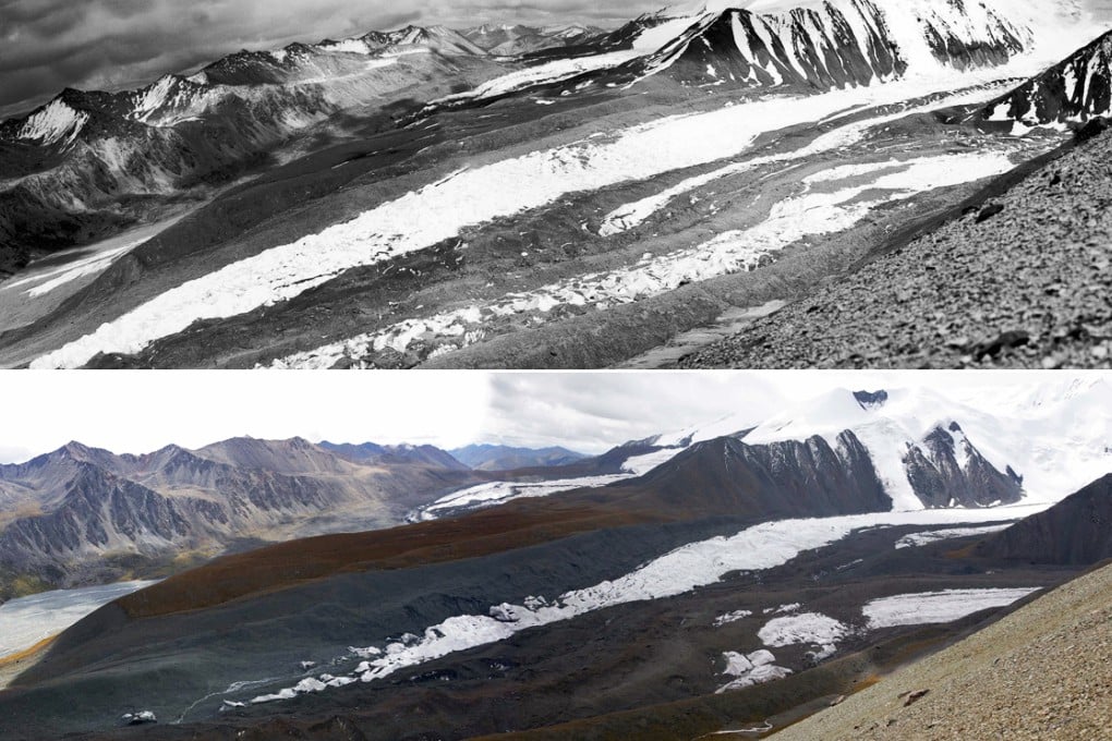 China's Halong Glacier in 1981, above, and 2005.