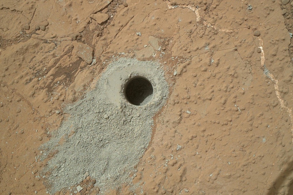 Nasa's rover Curiosity drilled into this rock target on its 279th day of work on Mars and collected a powdered sample of material from the rock's interior.Photo: Reuters