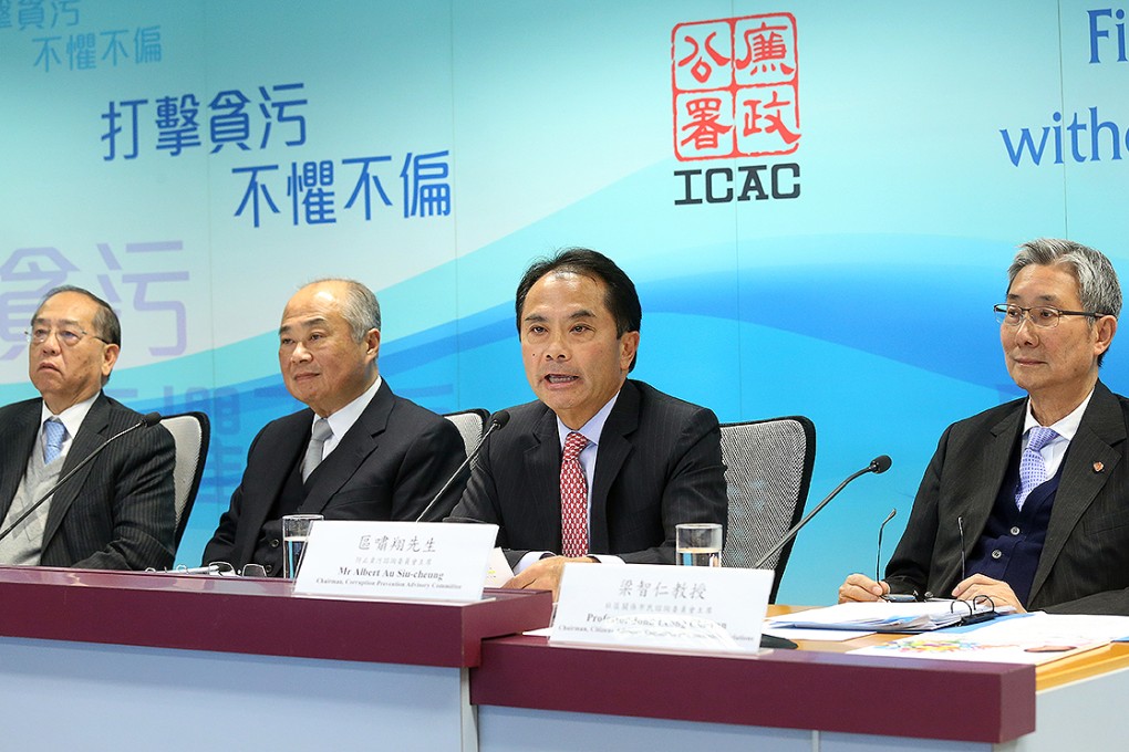Michael Sze Cho-cheung (far left) said the declining numbers does not mean the public has lost confidence in ICAC. Photo: K. Y. Cheng