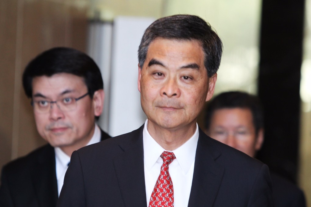 CY Leung arrives in Beijing on Dec 25, 2014. Photo: Simon Song