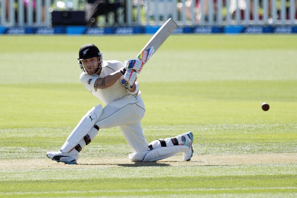 New Zealand skipper Brendon McCullum smashes another boundary in his knock of 195 against Sri Lanka at Christchurch's Hagley Oval. Photos: AFP