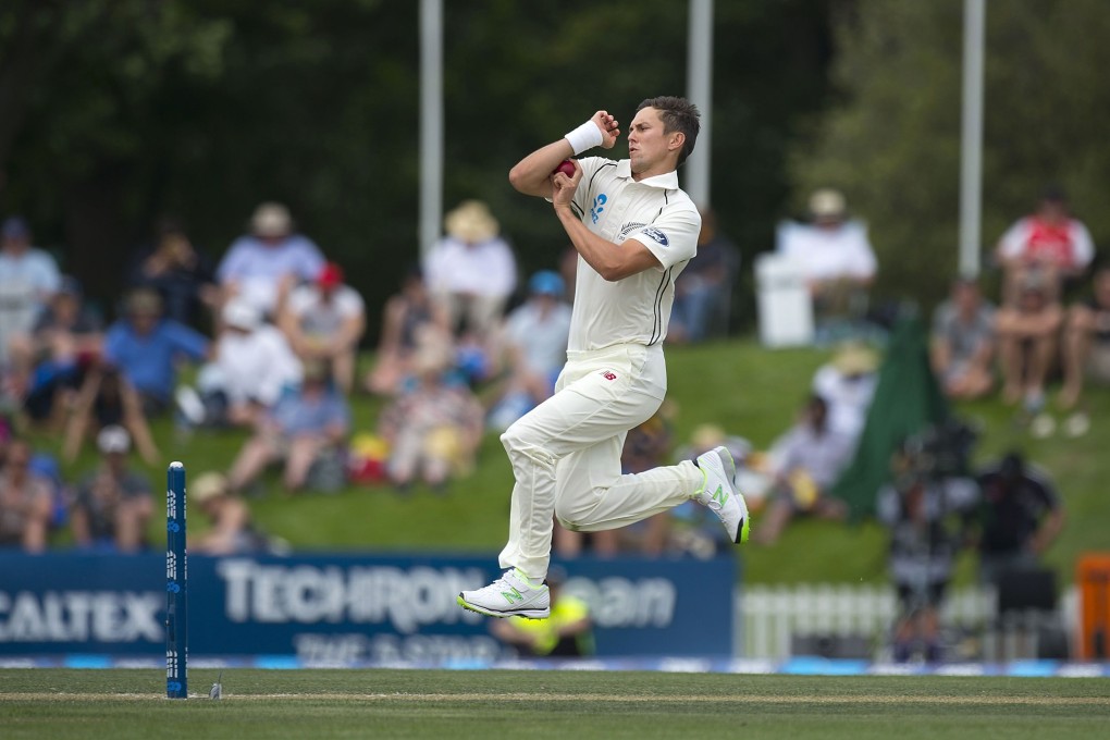 New Zealand's Trent Boult moves in for another delivery against Sri Lanka in Christchurch on Saturday. Boult took three for 25 as Sri Lanka crumbled in their first innings. Photo: AFP
