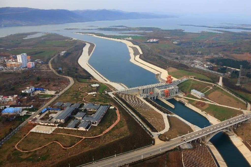 Water flows past an open sluice gate in the middle route of the South-to-North Water Diversion project in Henan province. Photo: Xinhua