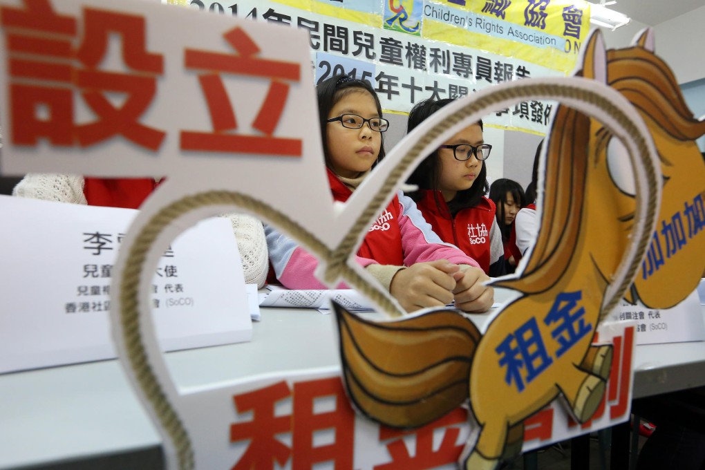 Chan Yik-sai (left ) and Lo Yuet-shan attend the launch yesterday of the annual report, organised by the Children's Rights Association. Photo: Edmond So