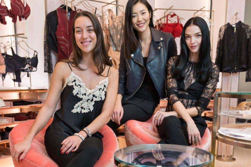 La Perla's Asia-Pacific chief Chiara Scaglia (left) and the brand’s faces, top models Liu Wen and Mariacarla Boscono. Photo: SCMP Pictures