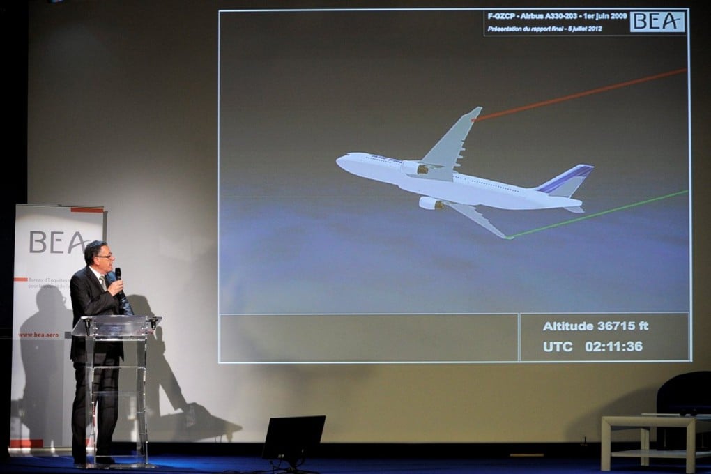 A press conference presenting the Safety Investigation report of Air France flight AF447, which crashed in mid Atlantic on June 1, 2009. Photo: EPA