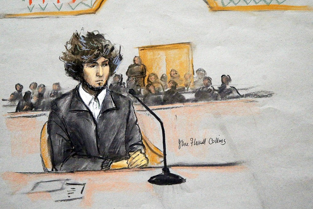 Boston Marathon bombing suspect Dzhokhar Tsarnaev is shown in a courtroom sketch during a pre-trial hearing. Photo: Reuters