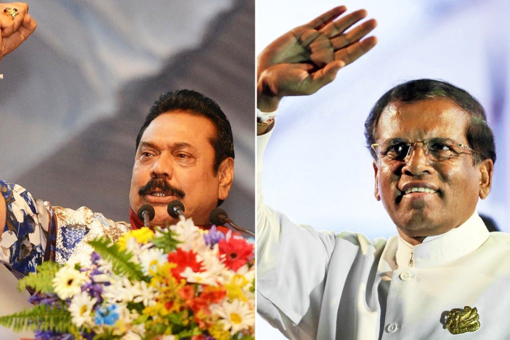 Sri Lankan President Mahinda Rajapaksa (left) faces Democratic National Alliance candidate Maithripala Sirisena. Photos: AFP, EPA