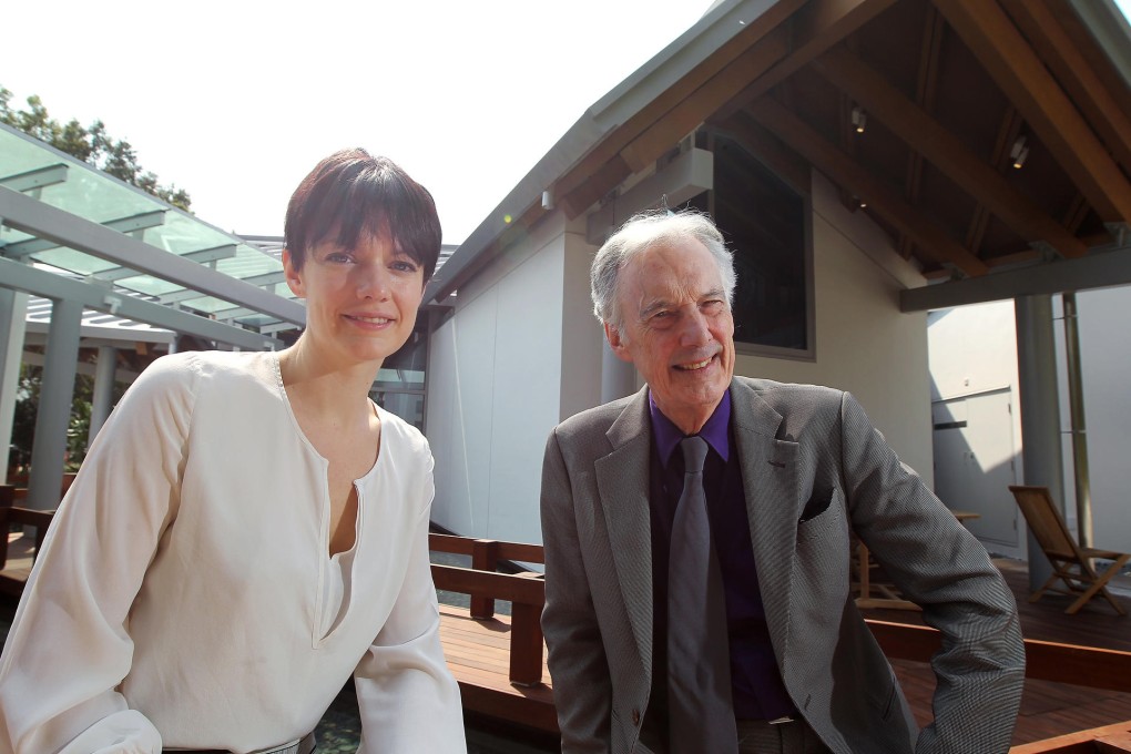 Lily Jencks with her father, architectural theorist Charles Jencks, at Maggie's Cancer Caring Centre, in the grounds of Tuen Mun Hospital. Photos: K.Y. Cheng; Lily Jencks Studio